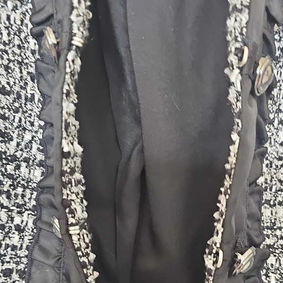 White House Blk Market Textured Tweed Ruffle Trophy Jacket Size 10 - Picture 10 of 14